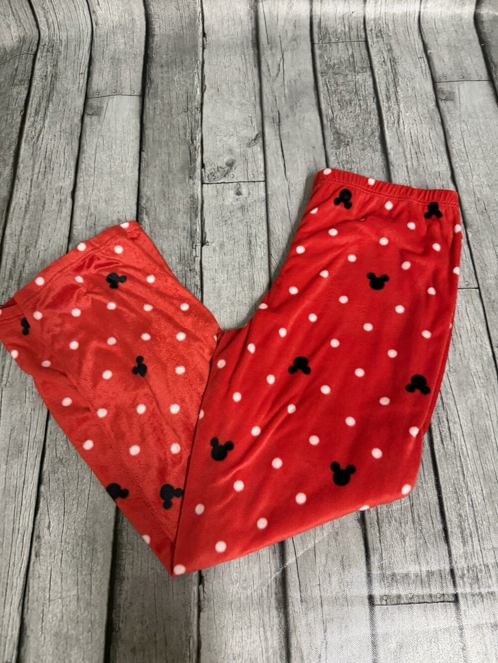 Women's DISNEY Plush Mickey Mouse PJ Pajama Pants Lounge Red Large 12/14